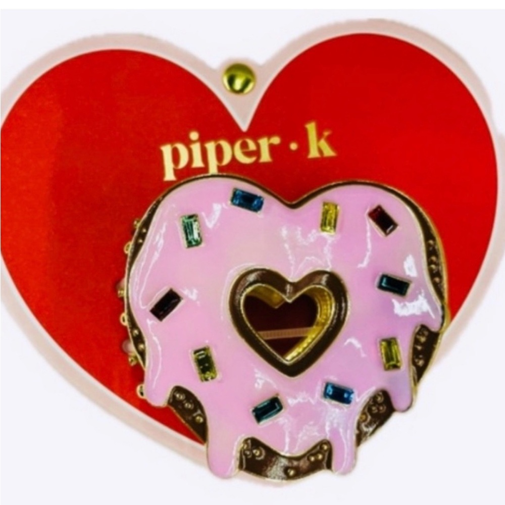 Piper K Pink Heart Donut Hair metal hair claw Clip